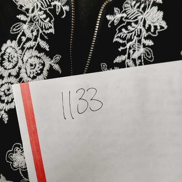 Society Girl Black & White Floral Embroidered Full-Zip Bomber Jacket 1136 - Picture 7 of 7